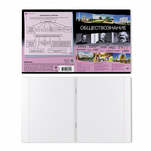 Цена за 5 шт. Тетрадь общая ученическая ErichKrause Timeline, Обществознание, 36 листов, клетка  фото 2