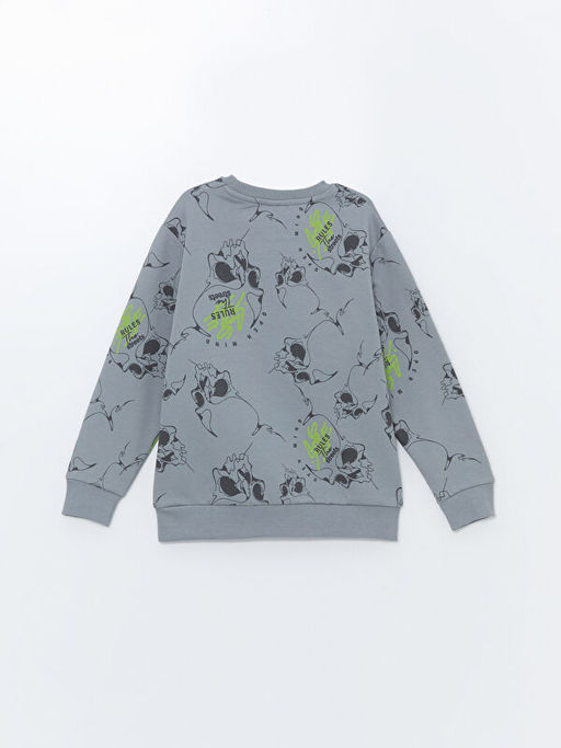 Bisiklet Yaka Bask?l? Uzun Kollu Erkek ?ocuk Sweatshirt - Waikiki фото 3