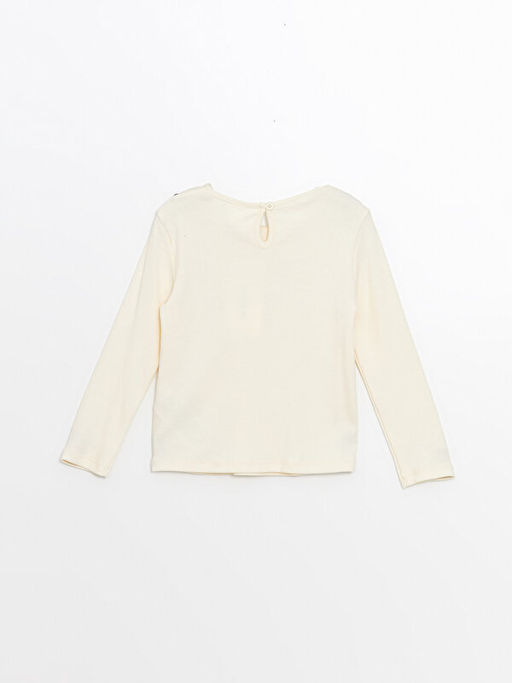 Bisiklet Yaka Uzun Kollu Nak??l? K?z Bebek Ti??rt - Waikiki фото 3