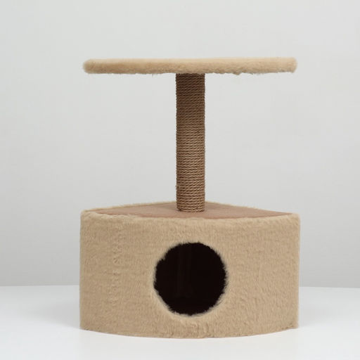 Домик для животных угловой, 35×35×64 см, джут, бежевый