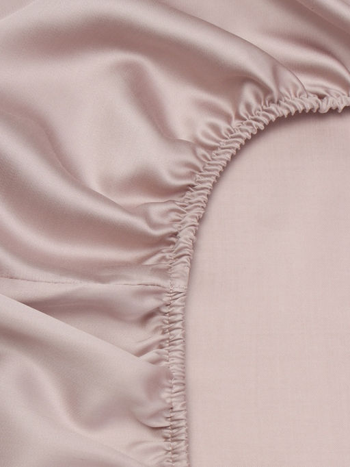 Простыня на резинке 2-спальная SL Home Tencel, 160×200+30 см, тенсель, пудровая