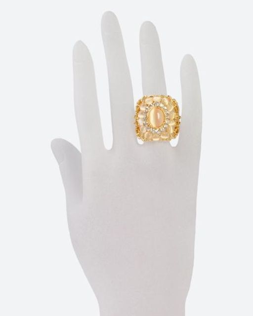 Celesta. Кольцо с кошачим глазом и кристаллами