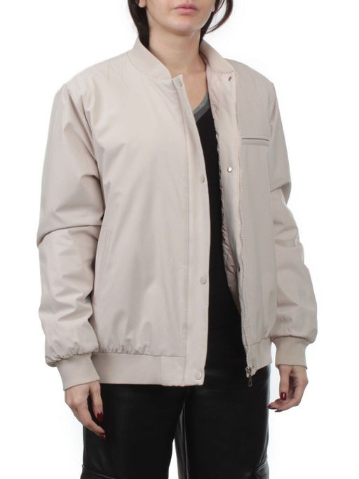 H24-608 LT. BEIGE Куртка бомбер демисезонная женская (100 гр. синтепон) - Fashion фото 6