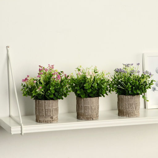 Искусственный цветок в горшке Фиалка химера, 8?17 см, МИКС