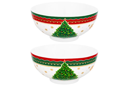 Набор 2 салатников 15*15*7 см 700 мл Новогодняя елка красный узор NEW BONE CHINA - Elan gallery фото 15