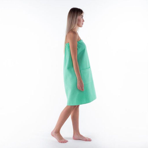 Полотенце банное Этель Парео с карманом 80*140 см. цв.нежный лайм, 100% хл, вафля 240 г/м2  фото 4