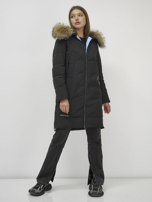 Куртка ПРЕМИУМ КЛАССА зимняя с мехом ЕНОТА, черного цвета - Mtforce фото 4