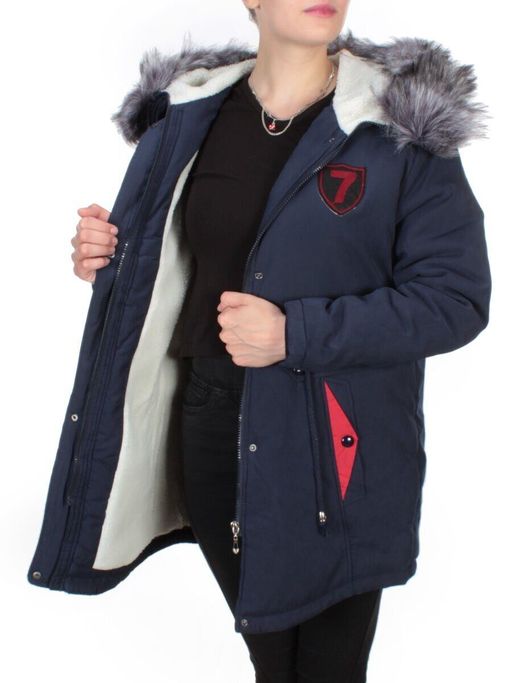 537 DARK BLUE Куртка парка зимняя женская KSV (100 гр. тинсулейт + искусственный мех) - Фабричный китай фото 9