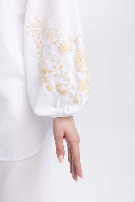 Туника из поплина с длинными рукавами и принтом Relax Fit - Defacto фото 9