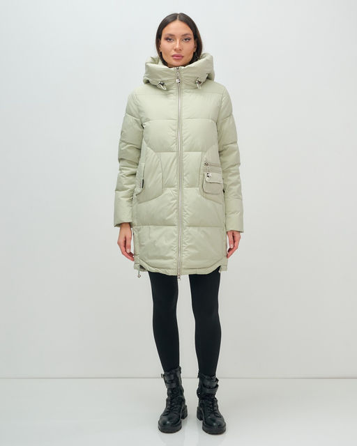 Куртка зимняя женская с капюшоном модная салатового цвета 3193Sl - Visdeer фото 6