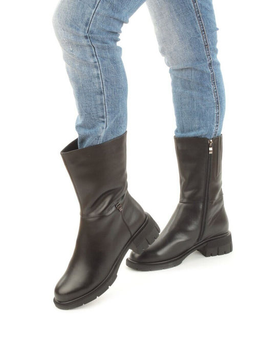 Z4209M BLACK Полусапоги зимние женские (натуральная кожа, натуральный мех)