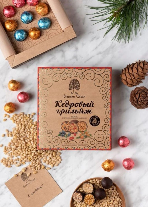 Кедровый грильяж ассорти, 120 г  клюква, черника, облепиха | весенняя обложка - Сибирский кедр фото 6