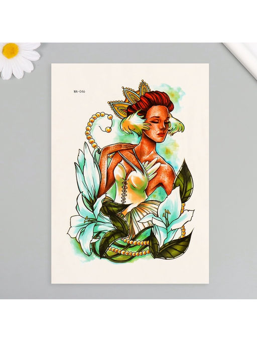 Цена за 2 шт. Переводная тату на тело цветная Принцесса Лилий, 26.1?14.6 см