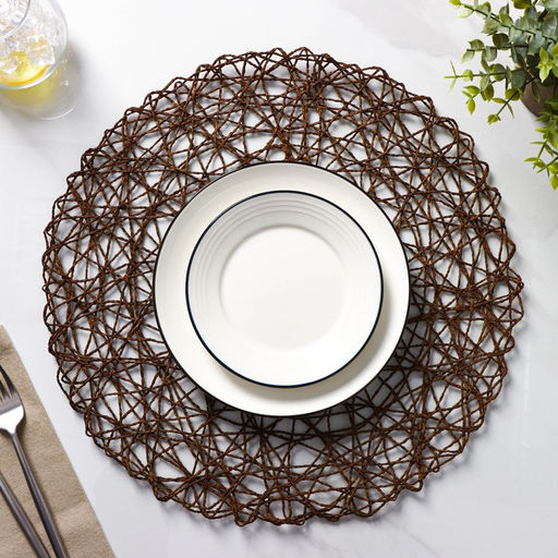 Набор салфеток сервировочных на стол Доляна Одуванчик, 4 шт, d=38 см, цвет коричневый  фото 9