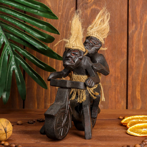 Сувенир «Аборигены на мопеде», 18 см, дерево