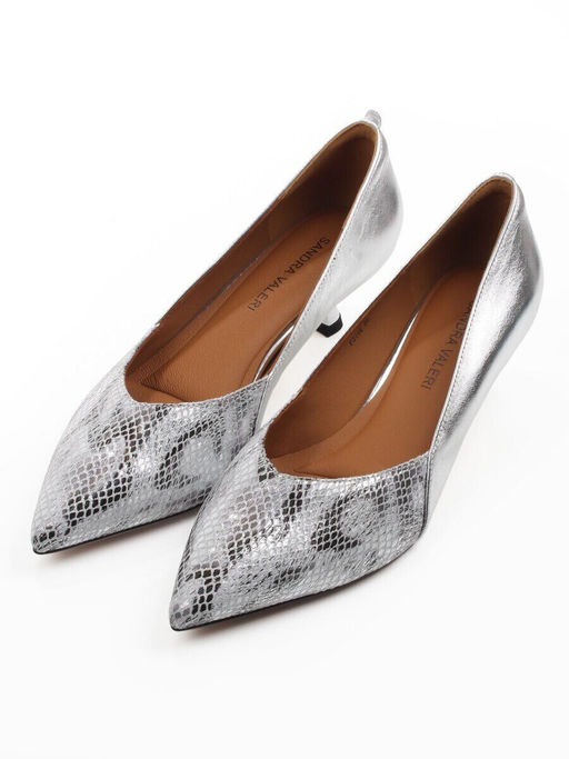 06-P3166 GREY/SILVER Туфли женские (натуральная кожа)