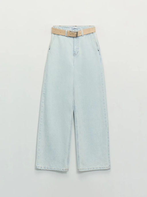 Джинсы широкие с ремнём с высокой посадкой ZR2604092334-100 / Zarina