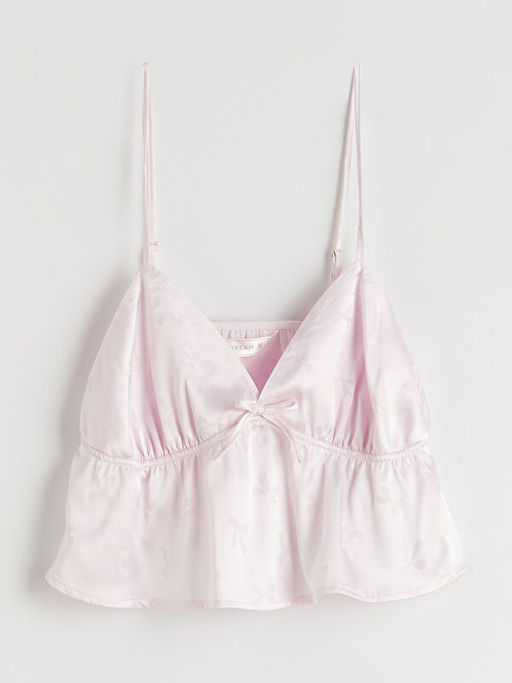 V Yaka Saten Kad?n ?ortlu Pijama Tak?m?