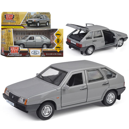 Машина металл ВАЗ-2109 "Спутник" 12 см, (двери, багаж, серебряный) инерц., в коробке