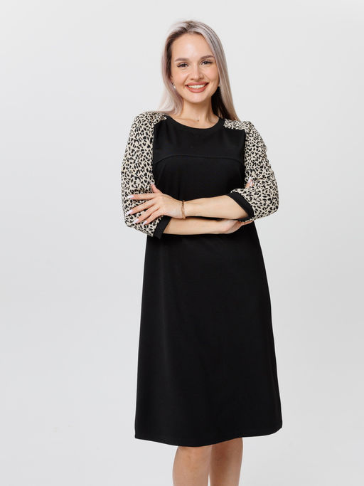 Платье женское П-182 (нейлон г/к/жаккард принт) Серая - Elenatex фото 14