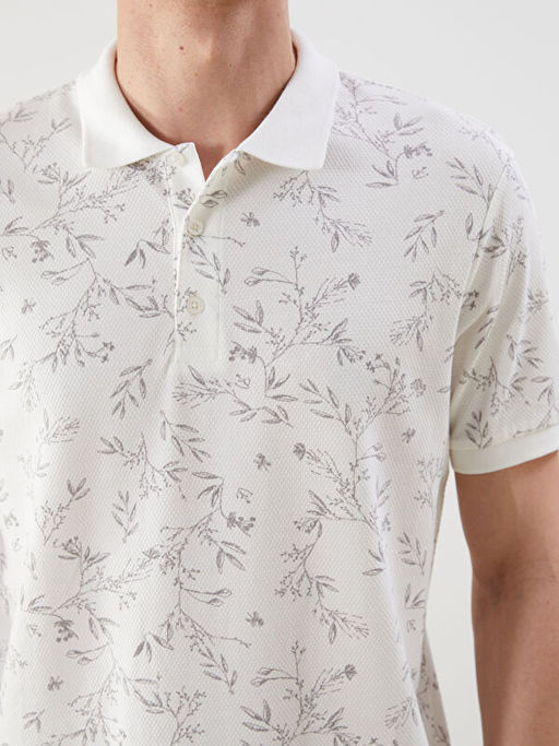 Polo Yaka K?sa Kollu Desenli Erkek Ti??rt