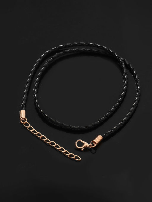 Цена за 10 шт. Шнурок кожаный d=3 мм, 45 см, чёрный в золоте, косичка