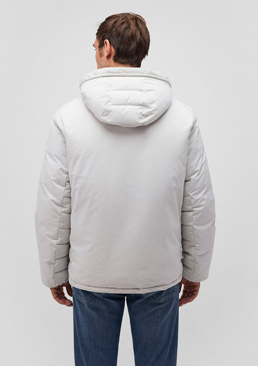 Kapusonlu Ac?k Gri Sisme Mont - Mavi фото 4