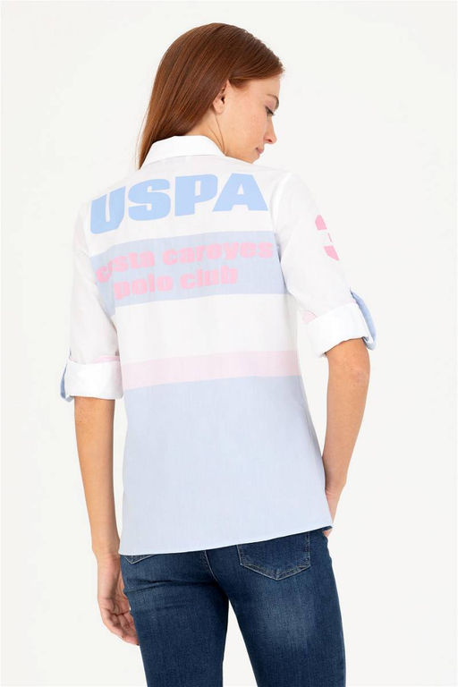 Женская голубая рубашка с длинным рукавом Неожиданная скидка в корзине - U.s. polo assn фото 5