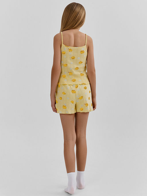 Комплект домашний для девочек желтый с принтом уточек - Mark formelle фото 4