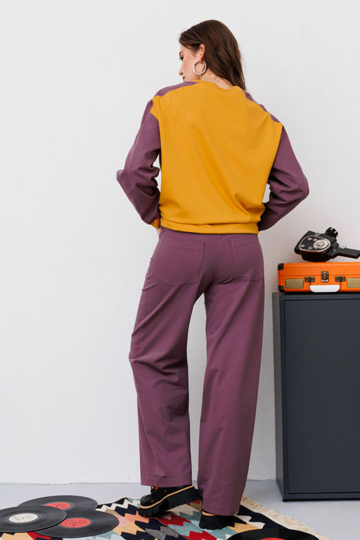 Джемпер NIKVA н466-1 фиолет+горчица  фото 3