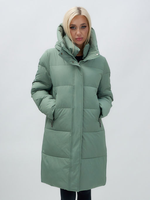 Куртка зимняя женская с капюшоном удлиненная стеганная зеленого цвета 9629Z - Mtforce фото 12