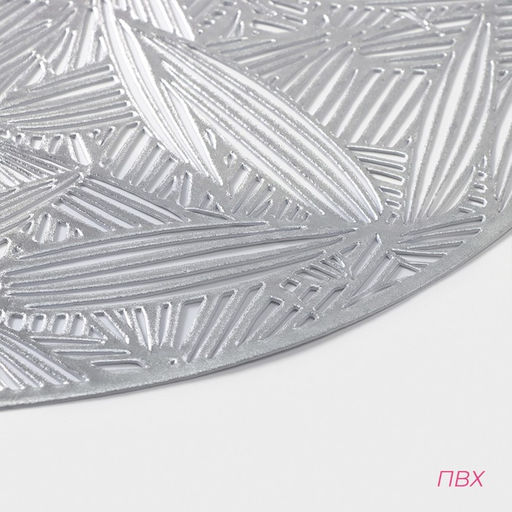 Набор салфеток сервировочных на стол Доляна Листья, d=38 см, 4 шт, цвет серебряный  фото 10