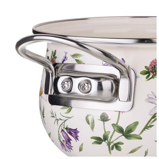 КАСТРЮЛЯ AGNESS ЭМАЛИРОВАННАЯ СО СТЕКЛЯННОЙ КРЫШКОЙ СЕРИЯ FLOWER STORY, 2,8 Л ДИА. 20СМ  фото 5