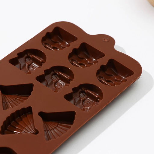 Форма для кондитерских украшений Доляна Дамский набор, силикон, 21?11?1,5 см, 14 ячеек, коричневая  фото 3