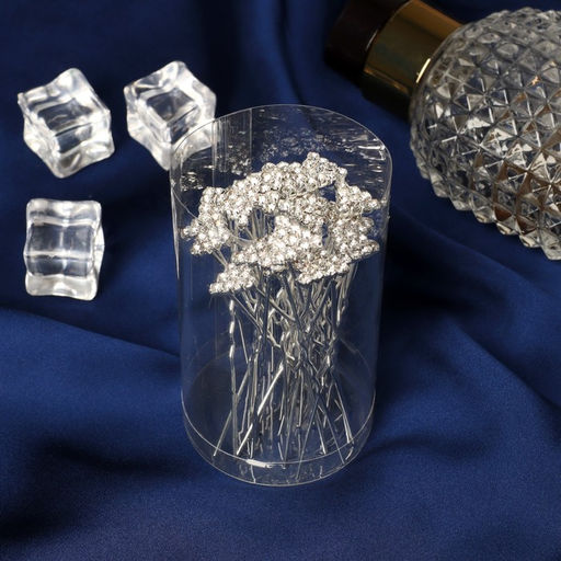 Цена за 20 шт. Шпилька для волос «Геометрия блеск», 1×6.5 см, серебро