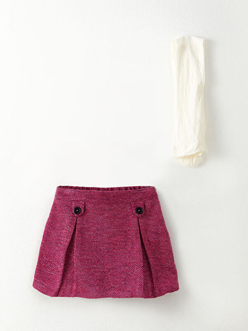 Beli Lastikli K?z Bebek ?ort Etek ve K?lotlu ?orap 2li Tak?m