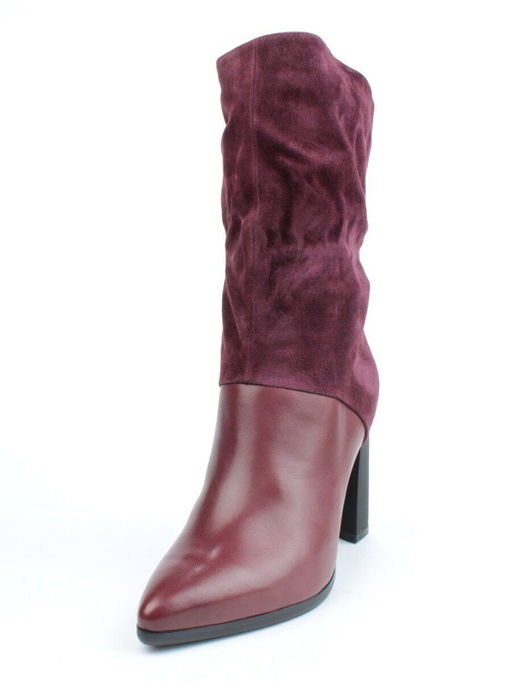 02-YF190-051M DK. RED Сапоги зимние женские (натуральная замша, байка, натуральный мех)