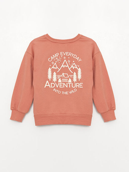 Bisiklet Yaka Bask?l? Uzun Kollu K?z ?ocuk Sweatshirt - Waikiki фото 2