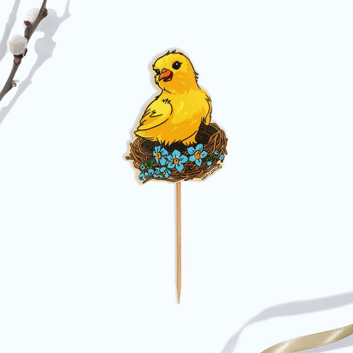 Цена за 2 шт. Топпер для украшения кулича Гнездо на пасху, 6.8?5.4 см