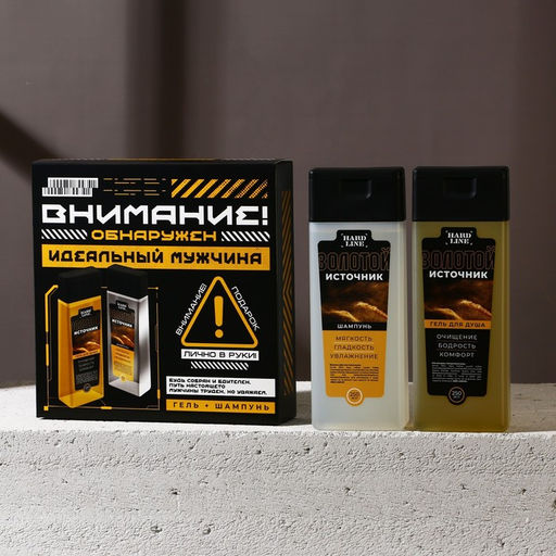 Подарочный набор косметики Идеальный мужчина, гель для душа 250 мл и шампунь 250 мл, HARD LINE