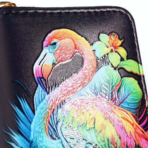 Кошелёк женский «Неоновый фламинго», маленький, чёрный