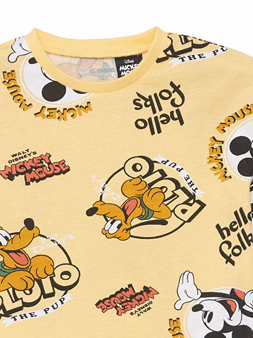 Bisiklet Yaka K?sa Kollu Mickey ve Arkada?lar? Bask?l? Erkek Bebek Ti??rt - Waikiki фото 2