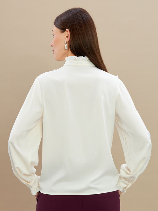 Блузка с рюшами OD-884-5 сливочный