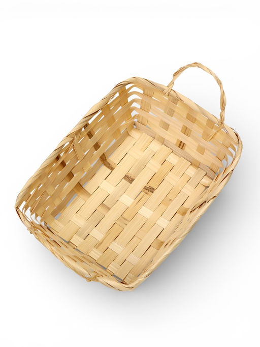 Корзина плетёная для хранения, 24×20×8 см, с ручками, бамбуковая, цвет натуральный, Greengo