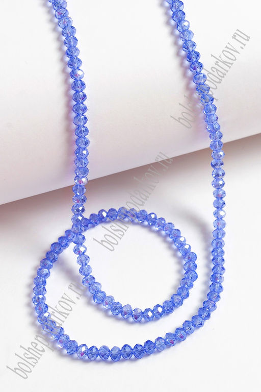 Бусины стеклянные, прозрачные перламутр., на леске "Rondelle" 4 мм (SF-668) фиолетовый №226