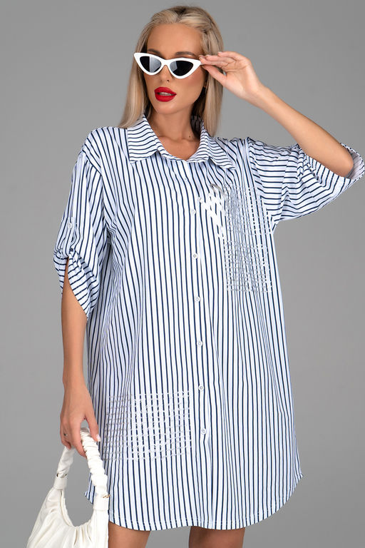 Платье  рубашка Молли (мелкая полоска) - Эльза фото 13