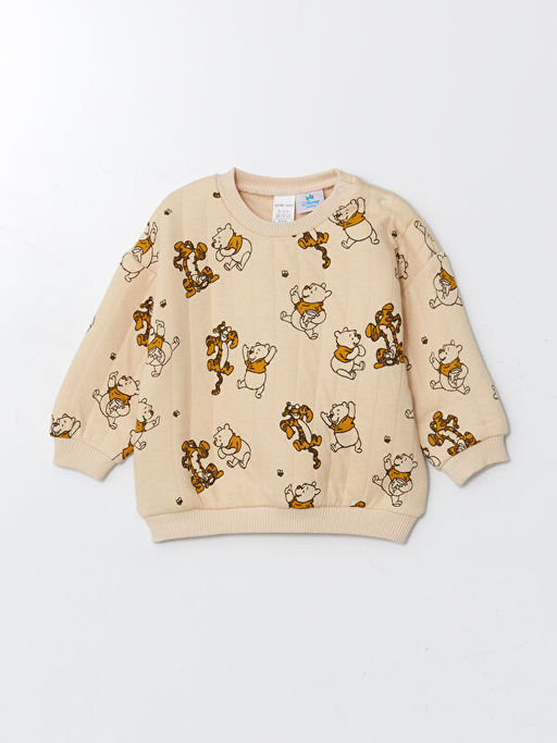 Bisiklet Yaka Uzun Kollu Winnie the Pooh Bask?l? Erkek Bebek Sweatshirt ve E?ofman Alt 2li Tak?m - Waikiki фото 2