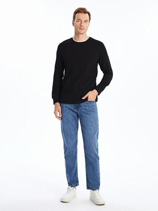 Bisiklet Yaka Uzun Kollu Erkek Sweatshirt