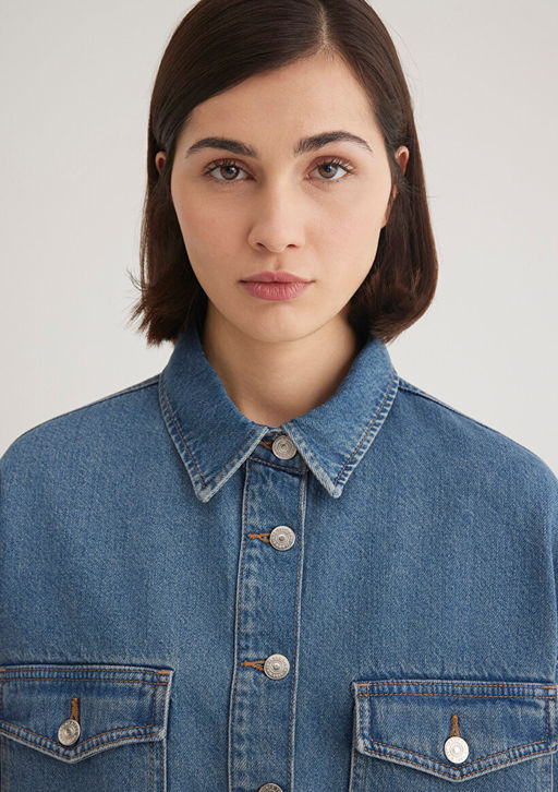 Bekka Classic Denim Indigo Mavisi Jean Gomlek фото 6