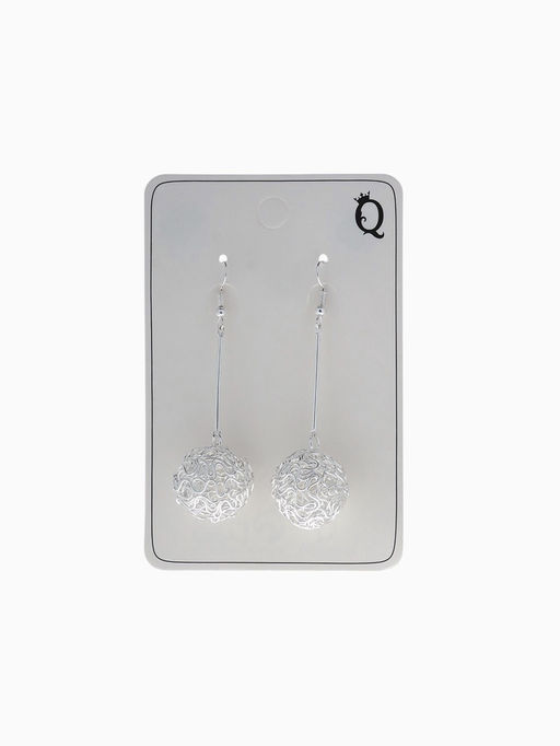 Серьги висячие Шарик переплетение, цвет серебро, 6.5 см